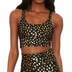 Beach Riot sz M Leah Crop Gold Spot Metallic Sports Bra NWT